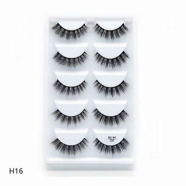 Cartela de Cílios 3D 5 pares - Modelo H16