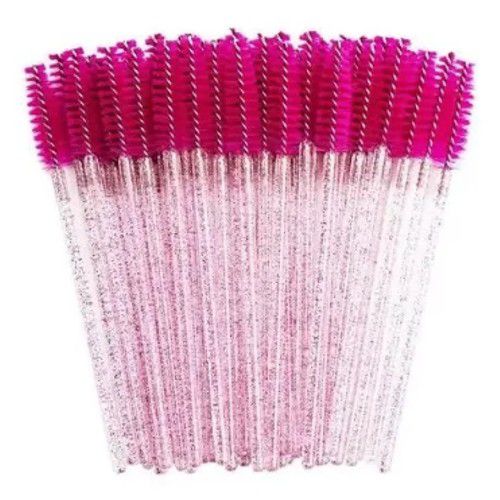 Escovinha Descartável para Sobrancelhas e Cílios  50 unid - Glitter Rosa Pink