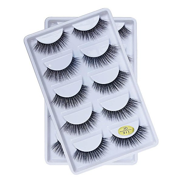 Cartela de Cílios Postiços 3D 5 pares - Modelo X11
