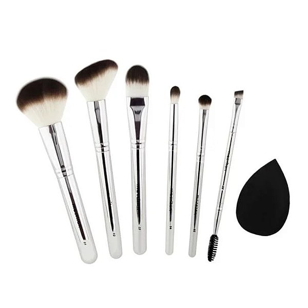 Kit 6 Pincéis + Esponja Luxe Six Premium Brush ED002 - Macrilan