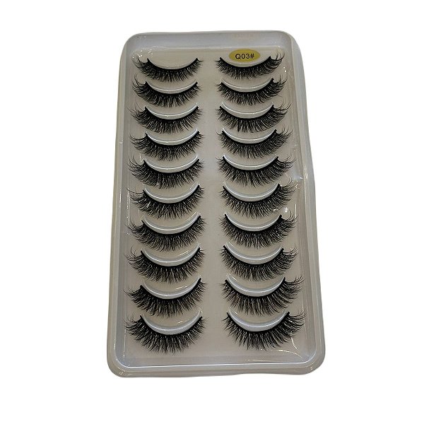 Cartela de Cílios Postiços 10 pares - Modelo Q03#
