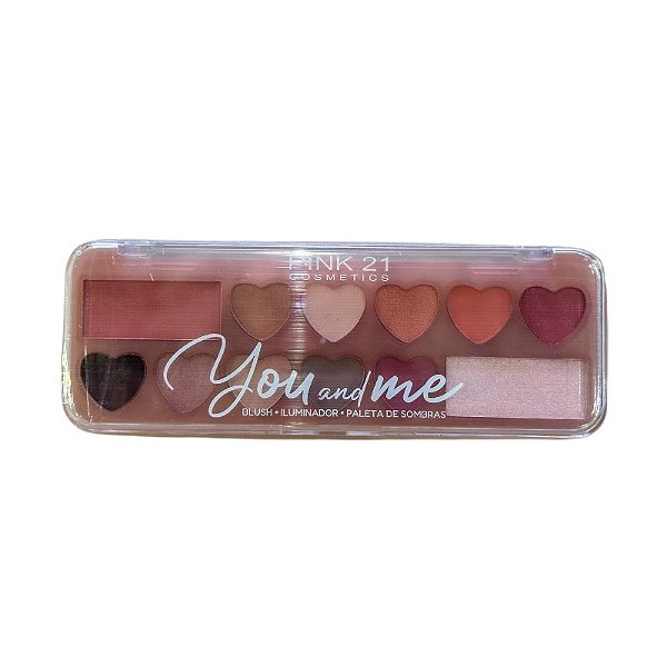 Paleta de Sombras, Blush e Iluminador You and Me Modelo 01 - Pink 21 Cosmetics