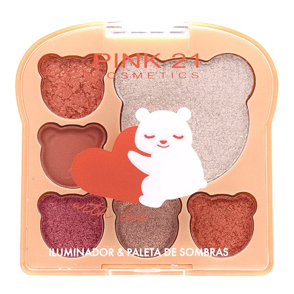 Paleta de Sombras e Iluminador Ursinho With Love - Pink 21 Cosmetics