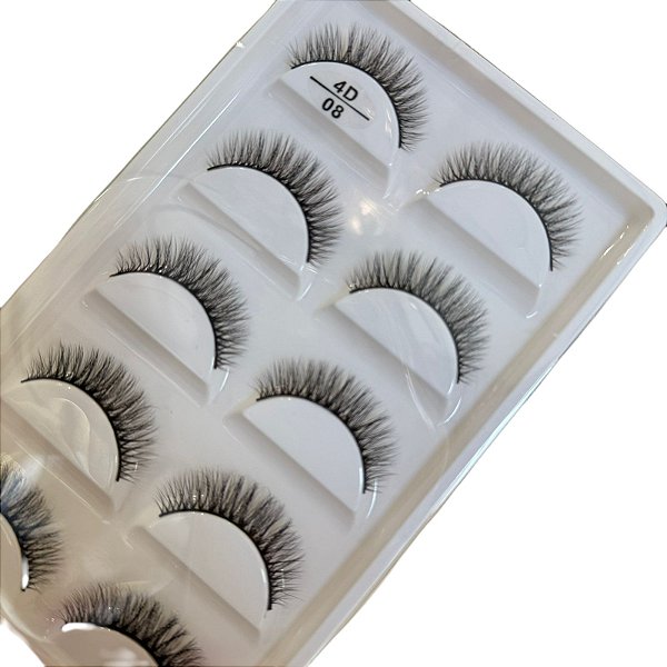Cartela de Cílios Postiços 3D 5 pares - Modelo 4D 08
