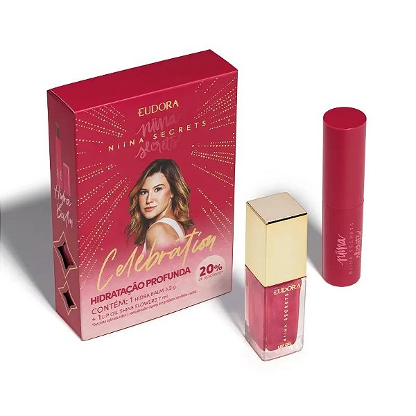 Kit Celebration Hidra Balm + Lip Oil Shine Flowers - Niina Secrets