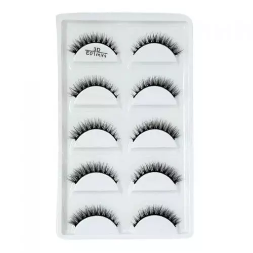 Cartela de Cílios Postiços 3D 5 pares - Modelo 3D E01 Mini