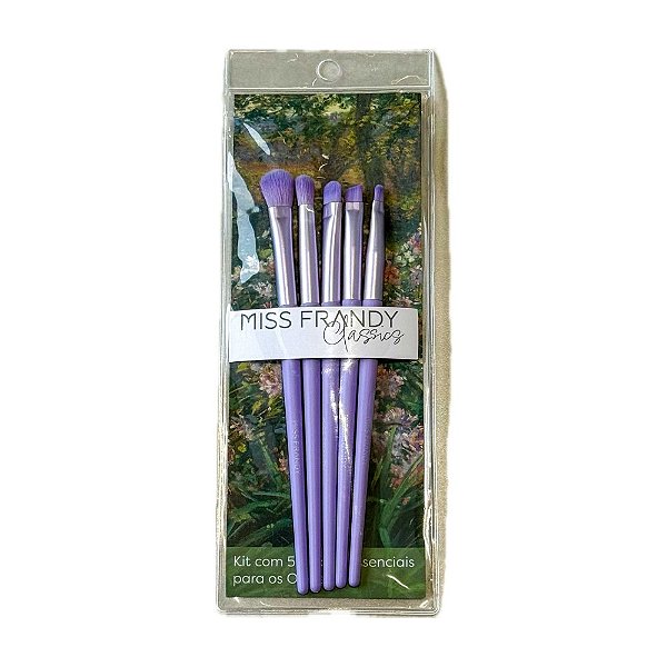 Kit 5 Pincéis para Olhos Clássicos Roxo - Miss Frandy