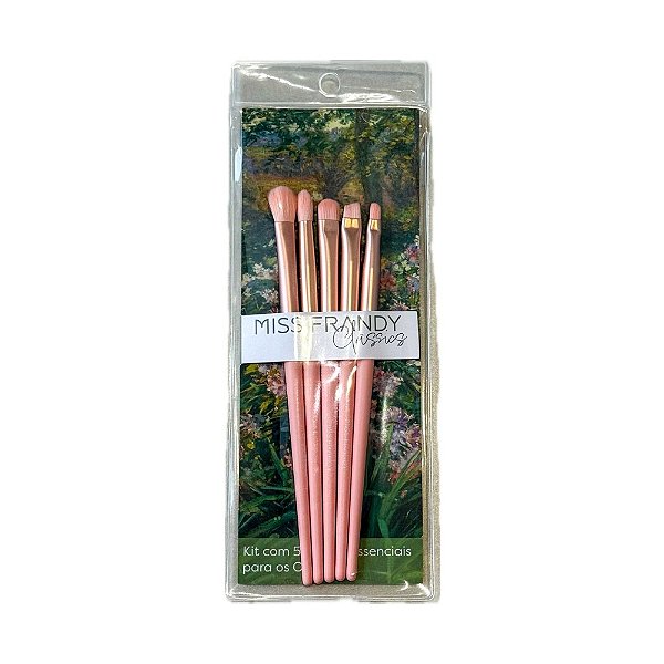 Kit 5 Pincéis para Olhos Clássicos Rosa - Miss Frandy
