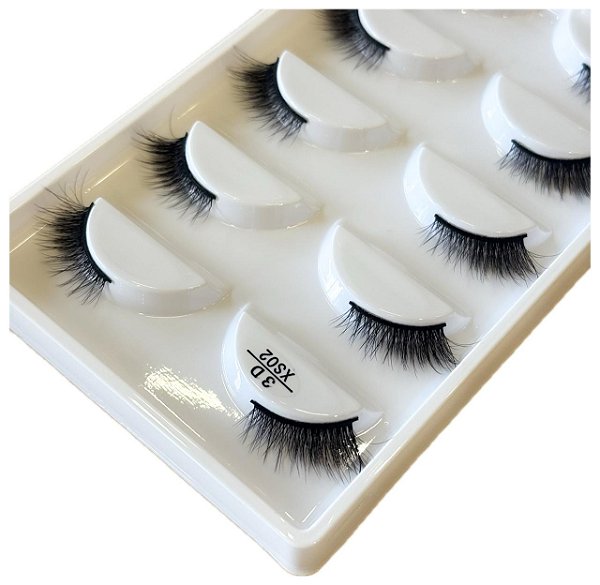 Cartela de Cílios Postiços de Cantinho 3D XS02 - 5 Pares