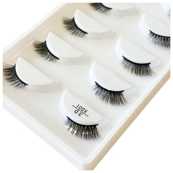 Cartela de Cílios Postiços de Cantinho 3D XS01 - 5 Pares