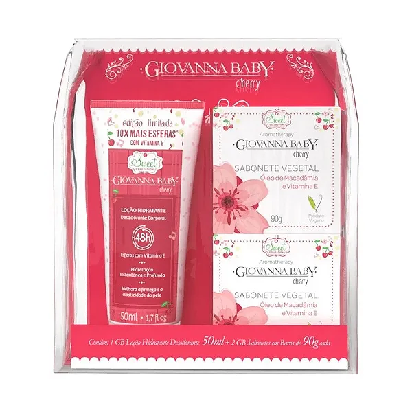 Kit Cherry Eterno Encanto Hidratante + Sabonetes - Giovanna Baby