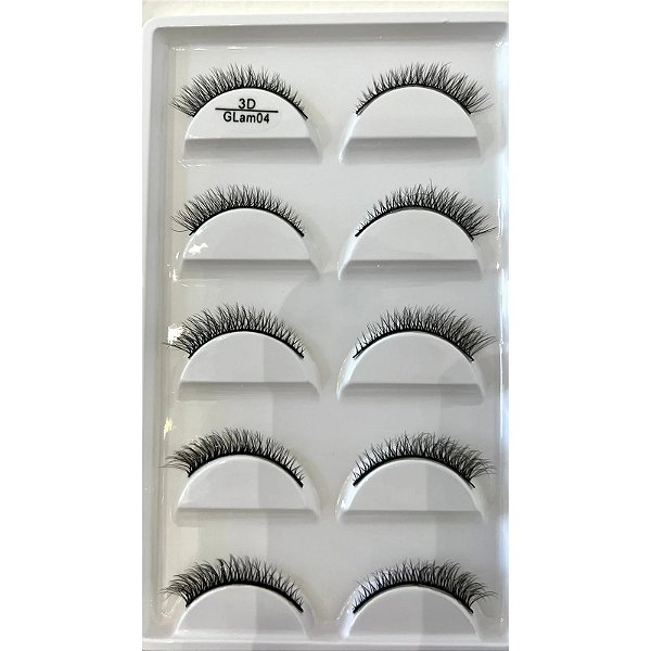 Cartela de Cílios Postiços 3D 5 pares - Modelo 3D Glam04