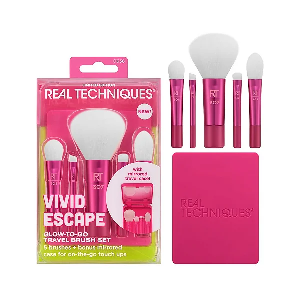 Kit de Pincéis Escape Glow-To-Go Travel Brush Set - Real Techniques