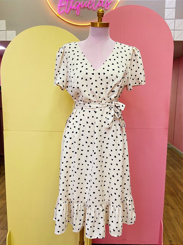 Vestido Off Corações Pretos Misimi - P
