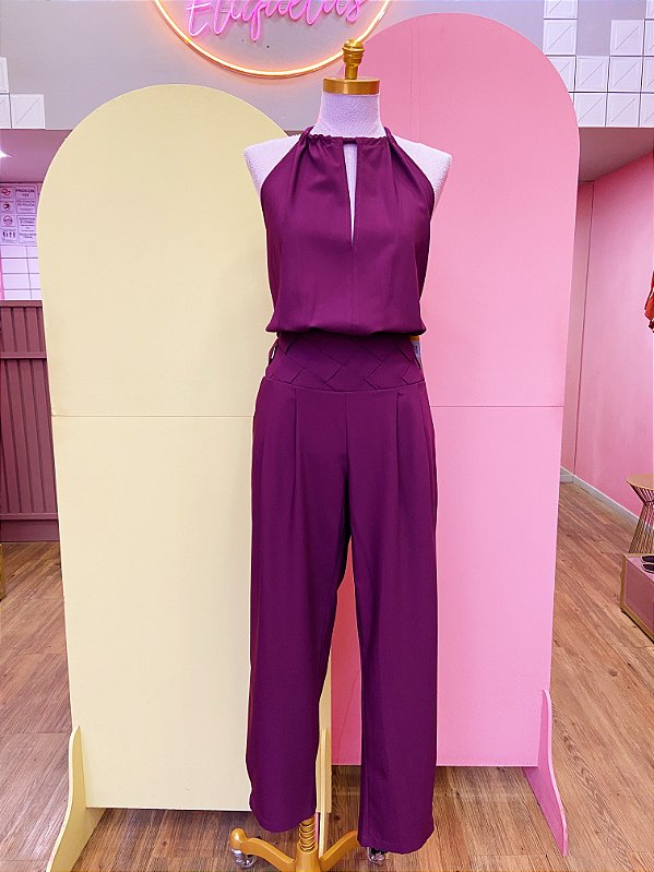 Macacão Roxo Beringela Trama na Cintura Skunk - 38