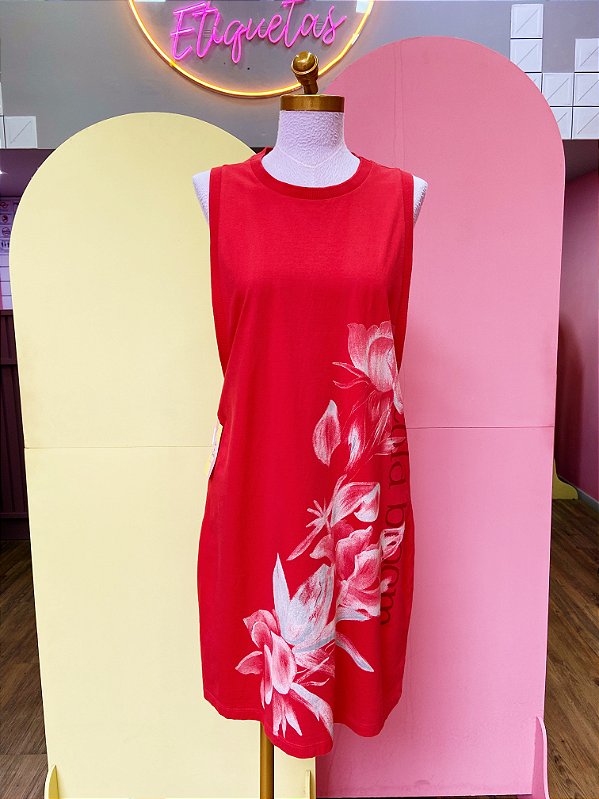 Vestido Malha Vermelho Flor Oh Boy - M
