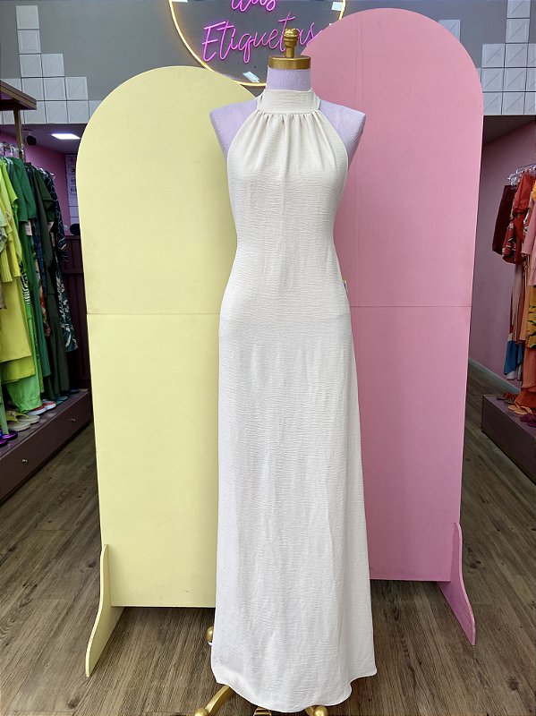 Vestido Longo Bege Frente Única Duna Hissel - U