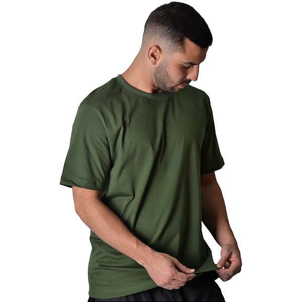 Camiseta Streetwear Verde Militar Lisa