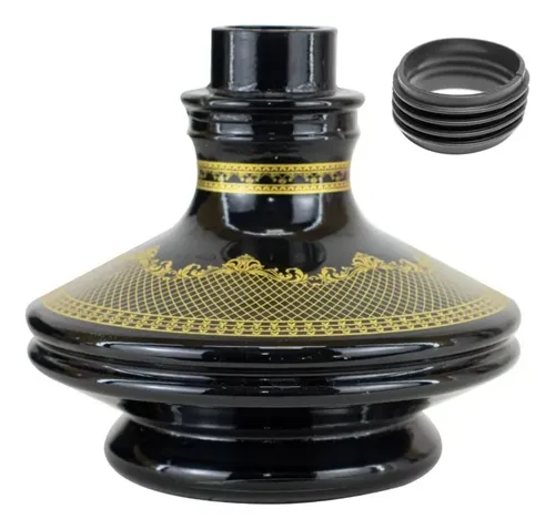 VASO DE NARGUILE PEQUENO PREMIUM  - PRETO C/ DOURADO