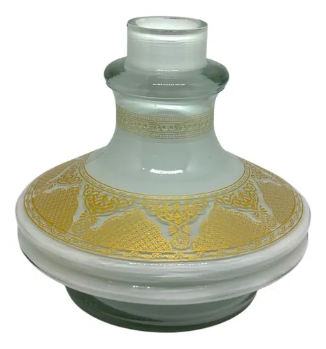 VASO DE NARGUILE PEQUENO PREMIUM  - BRANCO C/ DOURADO