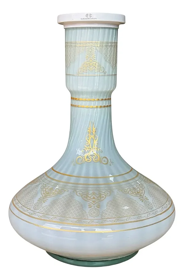 VASO DE NARGUILE GRANDE 30CM - BRANCO C/ DOURADO
