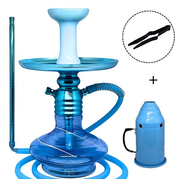 KIT PROMOCIONAL NARGUILE ALALI DRAGON COMPLETO - AZUL BEBÊ