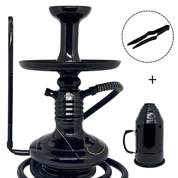 KIT PROMOCIONAL NARGUILE ALALI DRAGON COMPLETO - PRETO
