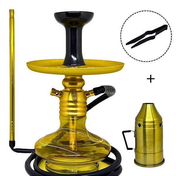 KIT PROMOCIONAL NARGUILE ALALI DRAGON COMPLETO - DOURADO