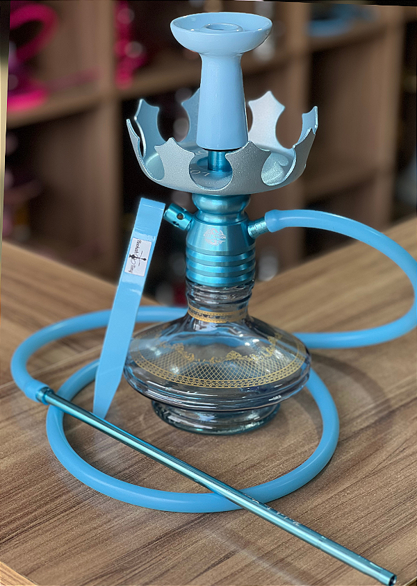 Narguile Completo Alali Dragon Coroa - Azul Bebê