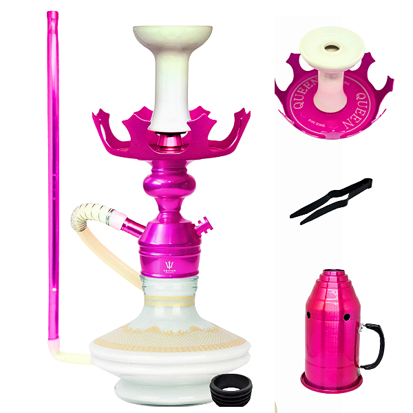 Narguile Triton Completo Coroa Rosa Pink + Abafador