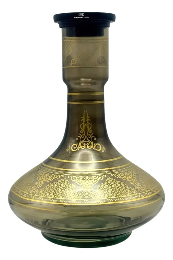 VASO DE NARGUILE GRANDE 30CM - FUMÊ E DOURADO