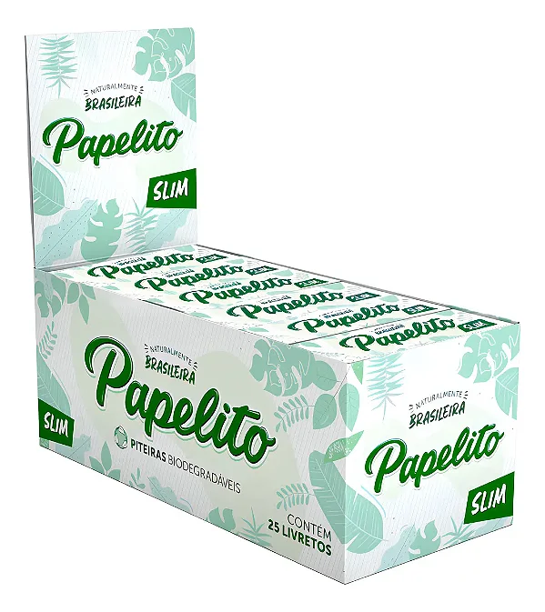 Caixa de Piteira Papelito Slim 25 Livretos Atacado