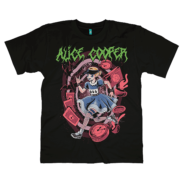 Camiseta Alice Cooper (Alice no país das Maravilhas + Alice Cooper + Esporte)
