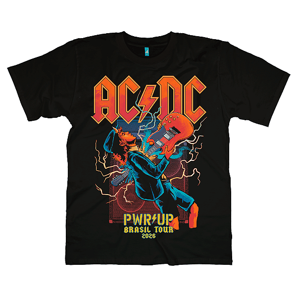 Camiseta Banda ACDC Power Up Tour 2026 Cartoon