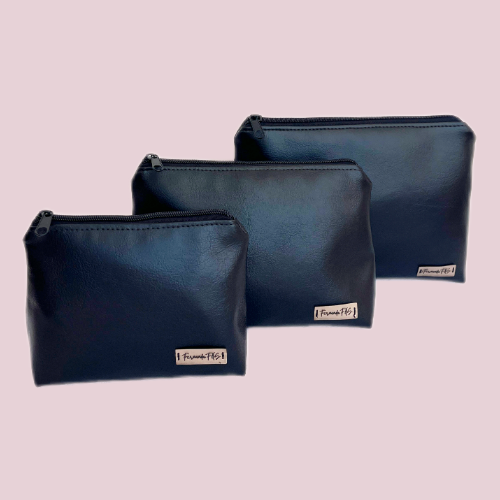 Kit Necessaire Trapézio PMG Preto Liso
