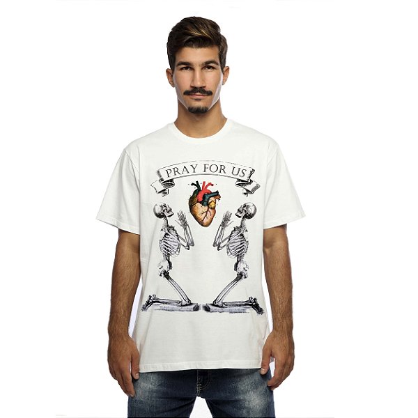 Camiseta Streetwear Branca Pray - Manga Curta