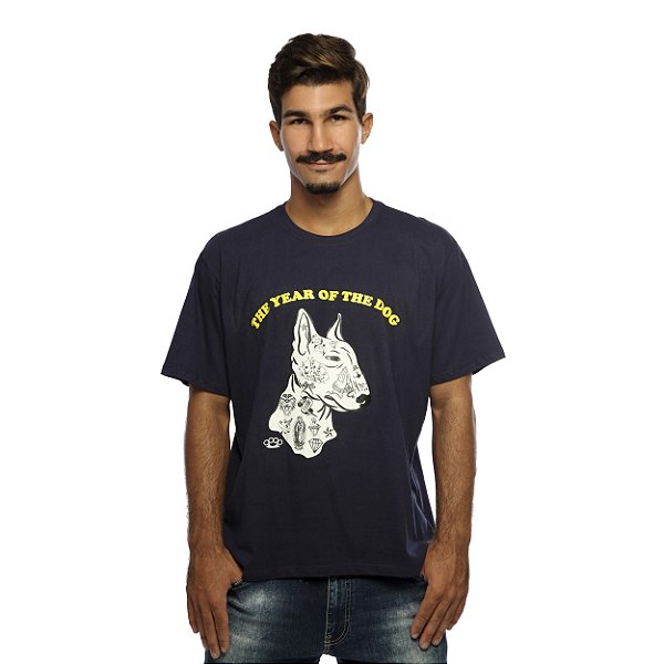 Camiseta Azul Bull Terrier Manga Curta Streetwear