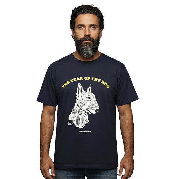 Camiseta Azul Bull Terrier Manga Curta Streetwear