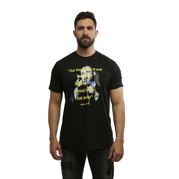 Camiseta Streetwear Preta Martin Luther King - Manga Curta
