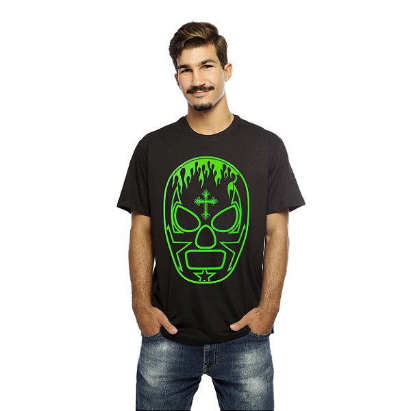Camiseta Streetwear Preta Lucha Libre - Manga Curta