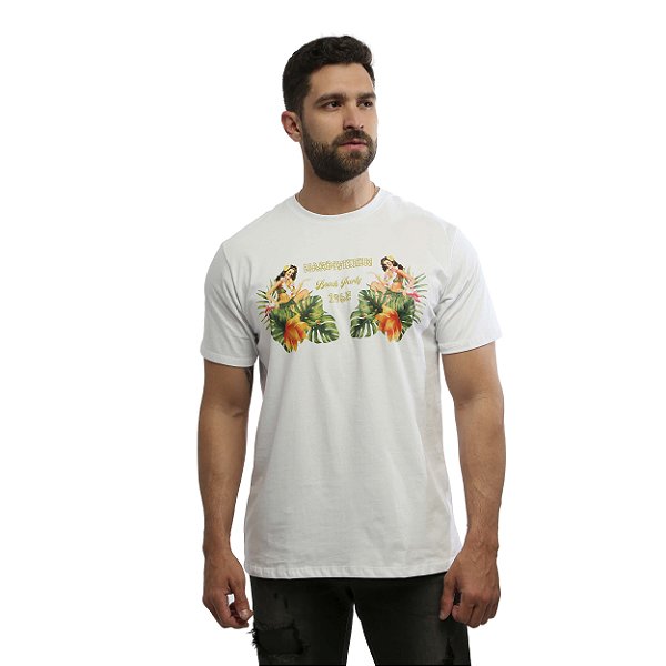 Camiseta Branca Beach Streetwear Manga Curta