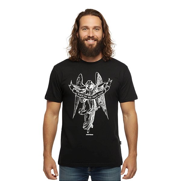 Camiseta Streetwear Preta Anjo - Manga Curta