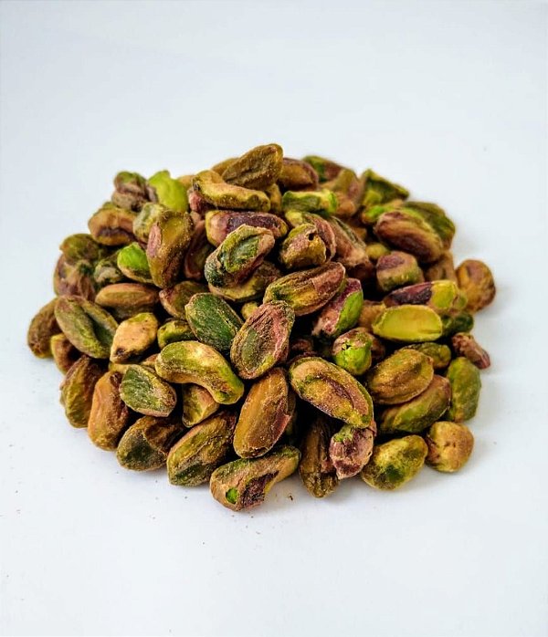 Pistache inteiro, sem casca, cru, com 250g (embalado á vácuo)