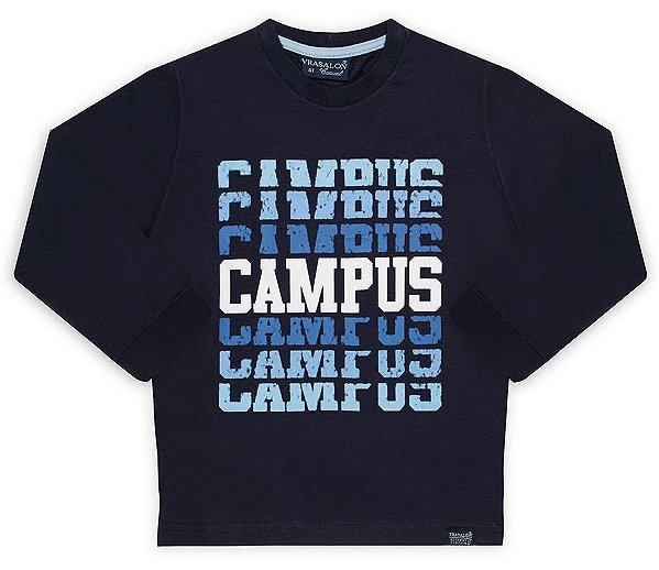 CAMISETA INFANTIL MENINO CAMPUS ALGODÃO AZUL MARINHO