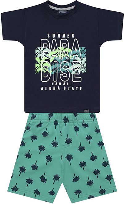 CONJUNTO INFANTIL MENINO PARAÍSO ALGODÃO AZUL MARINHO