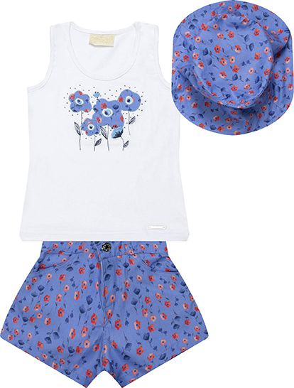 CONJUNTO INFANTIL MENINA GARDEN ALGODÃO BRANCO