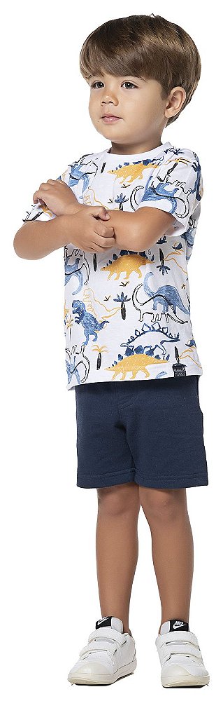 CONJUNTO INFANTIL MENINO DINO COLOR ALGODÃO AZUL MARINHO