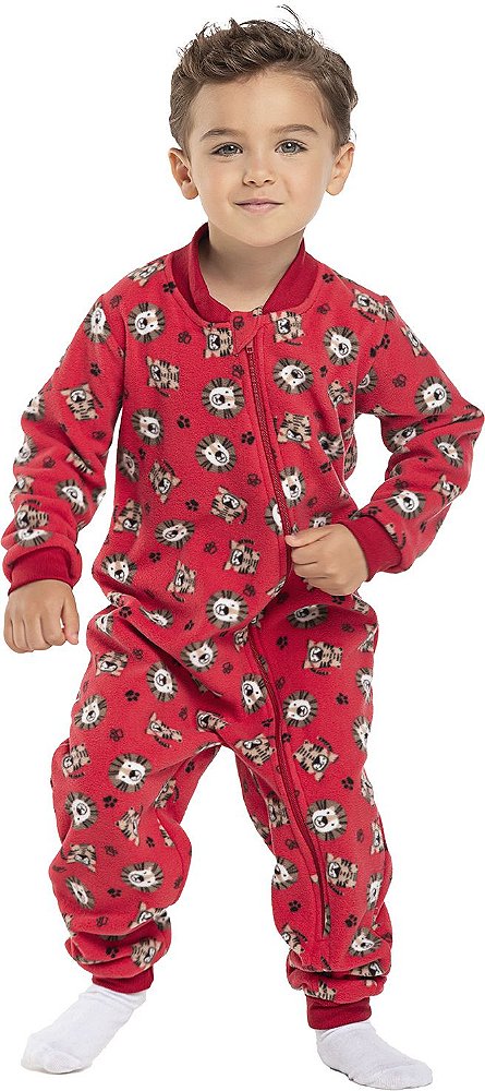 PIJAMA INFANTIL MENINO REI DA FLORESTA SOFT VERMELHO