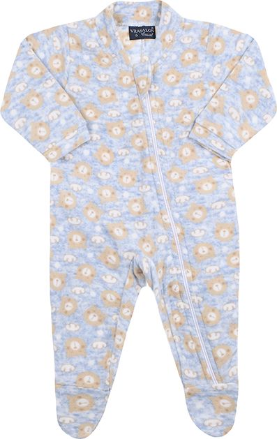 Pijama em tecido MEGA SOFT flanelado com ZIPER e punhos na perna e nas manga- COR AZUL