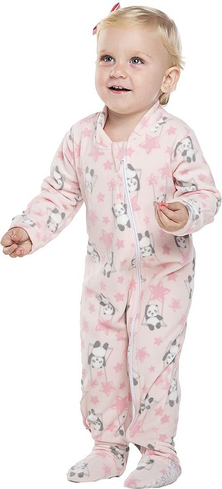 PIJAMA INFANTIL MENINA PANDA MEGA SOFT ROSA